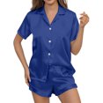 thumbnail image 2 of NominalSnug Womens Satin Pajamas Set Short Sleeve Sleepwear Button down Loungewear 2 Piece Pjs Shorts Set, 2 of 6