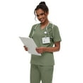 thumbnail image 3 of Scrub for Women Scrubs Top with Classic V-Neck Jogger Pants Medical Nursing Uniform Scrub Set Olive Green XS, 3 of 7