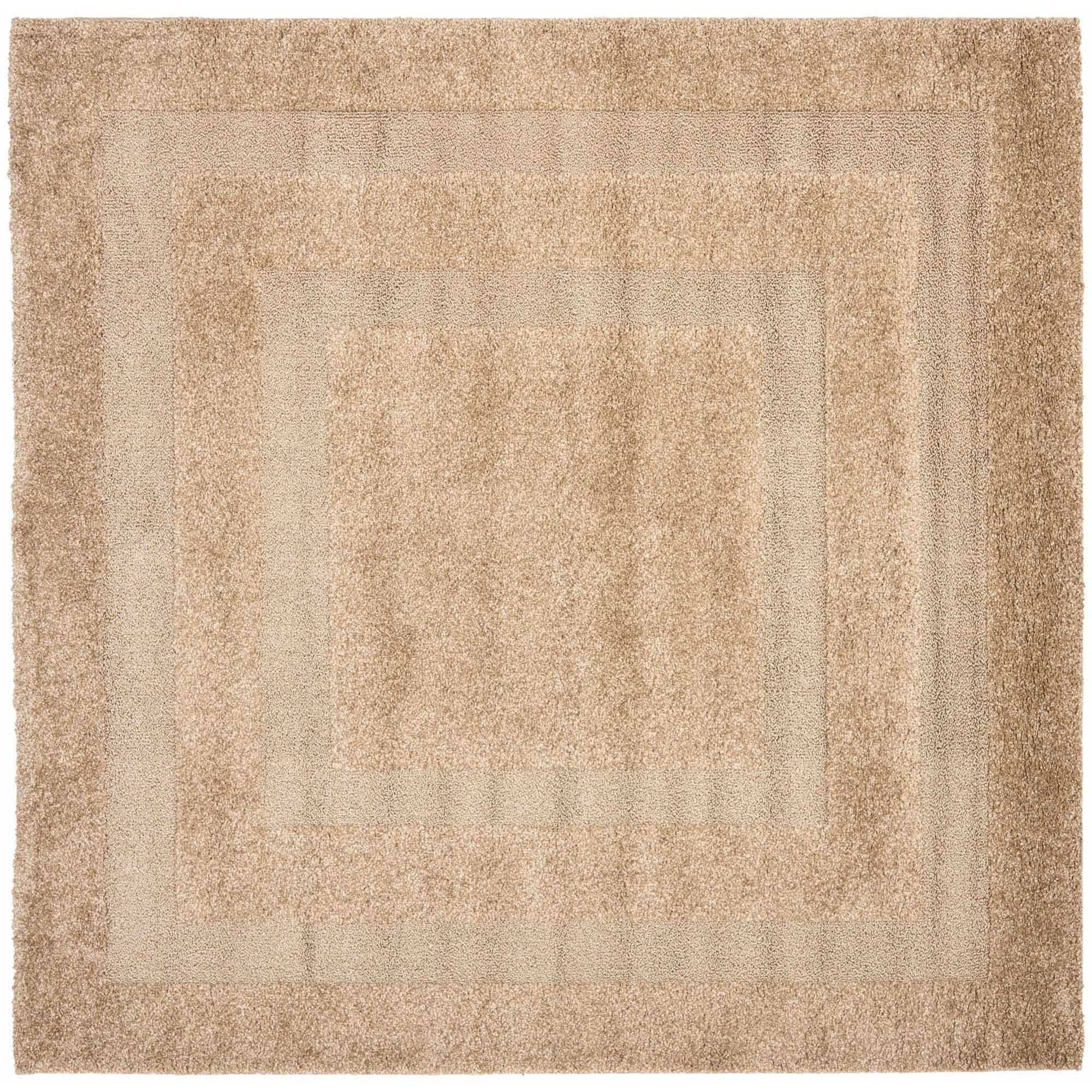 SAFAVIEH Florida Mason Bordered Shag Area Rug, Beige, 6'7" x 6'7" Square