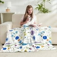 thumbnail image 2 of Floral Throw Blanket for Girls Women Blue Soft Fuzzy Flannel Bed Blanket for Adults Plush Watercolor Flowers Christmas Birthday Gifts,50x60”, 2 of 6