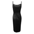 thumbnail image 4 of QUNYINEY Sleeveless Cocktail Party Dresses for Women Bodycon Black Satin Midi Dresses Ruched V-Neck Slim Fit with Slit Slip Dress, 4 of 5