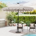 thumbnail image 4 of Costway 9.3 FT Solar Patio Umbrella Outdoor Market Sunshade with 24 LED Lights Ruffles Beige, 4 of 10