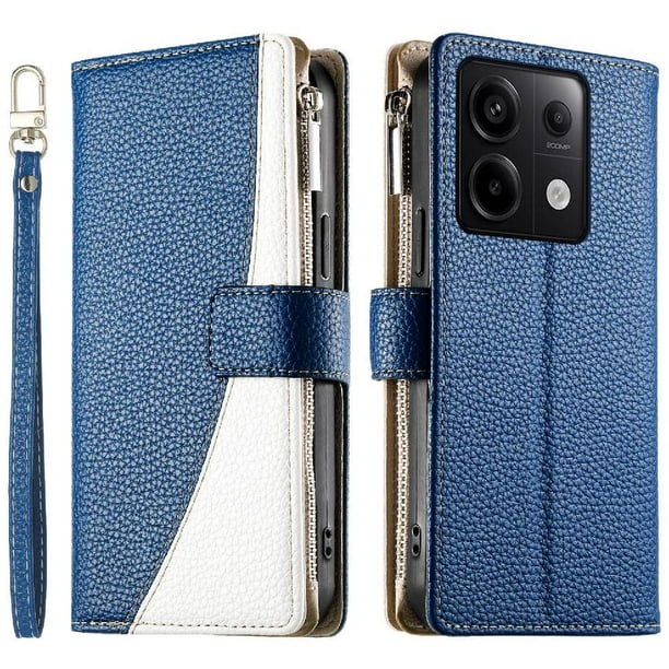 Funda cartera GANGXUN para Xiaomi Redmi Note 13 Pro 5G , cuero PU con tarjetero, cremallera, correa de mano, soporte y protección 1222°