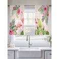 thumbnail image 4 of Pink Flamingos Sheer Curtains 54 Inch Length 2 Panels Set, Summer Tropical Flowers Cactus Wooden Voile Window Treatment Rod Pocket Short Kitchen Curtains Drapes for Bedroom 52"x54"x2, 4 of 7