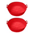 thumbnail image 2 of Décoration Murale de Cuisine 2 Pcs Friteuse à Air Chaud Pot en Silicone Multi-Fonction Poêle Rouge, 2 of 9