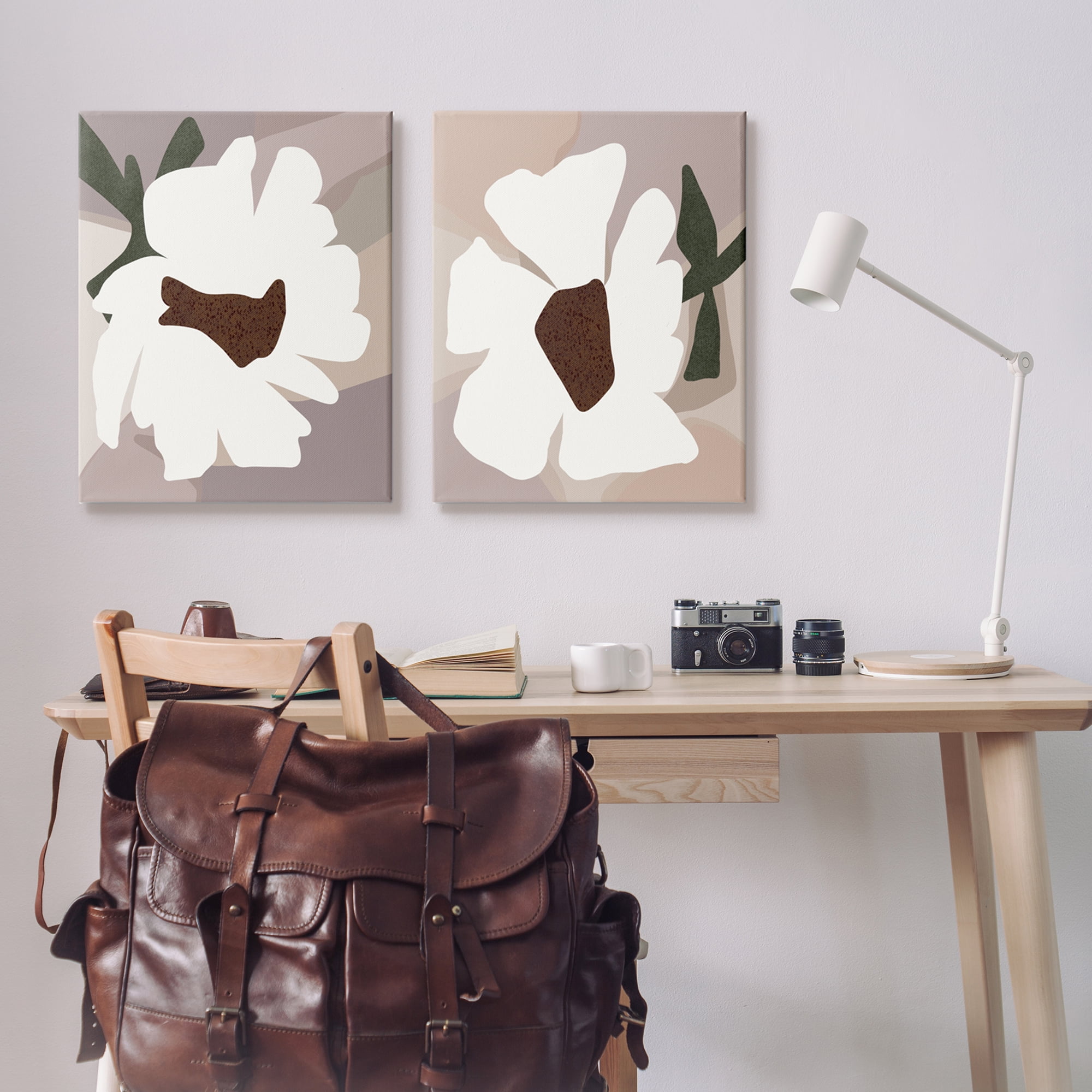 Stupell Industries Abstract White Daisies Botanical & Floral Painting Gallery Wrapped Canvas Art Print Wall Art, 24 x 30, Set of 2