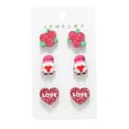 thumbnail image 2 of Steadline Valentines Day Wooden Earrings Set 6-Piece Heart Rose Pattern Studs Personalized Gift Lightweight Comfortable Earrings Women's Holiday Present Birthday Anniversary Gift, 2 of 7