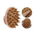 thumbnail image 4 of Unique Bargains 1 Pc Short Handle Massage Hair Brush for Head Massage 3.62"x2.95"x2.95" Pink Brown, 4 of 6