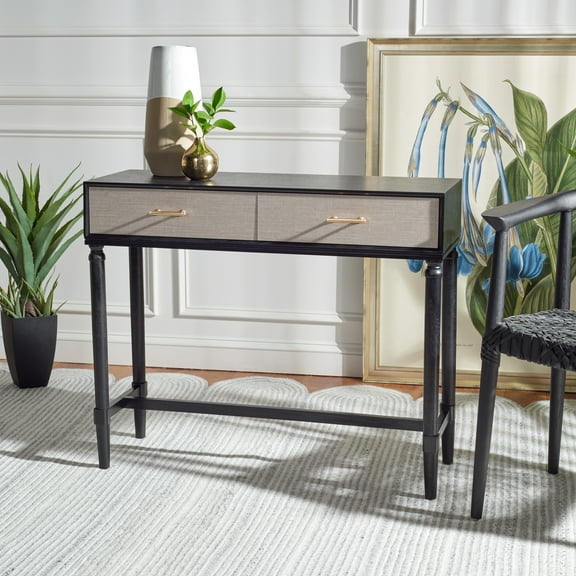 SAFAVIEH Estella Modern 2 Drawer Console Table, Black