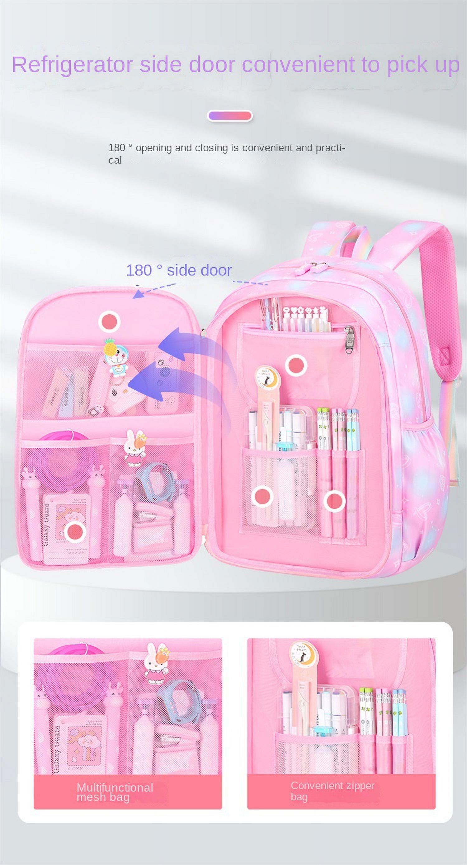 Mochilas para niñas con dije, para primaria de 8 a 14 años, impermeables y de gran capacidad, púrpura soñado 5