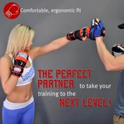 Combat Sports Max Strike MMA Training Gloves, Open Palm Fingerless Gloves for MMA, Muay Thai, and Kickboxing, Blue, Regular