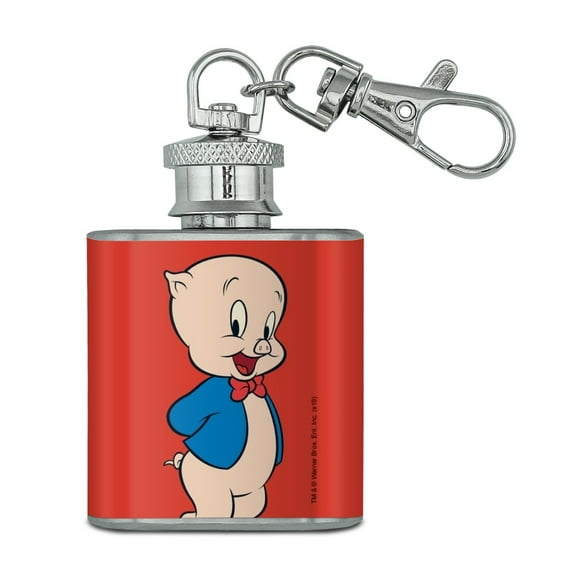 Looney Tunes Porky Pig Stainless Steel 1oz Mini Flask Key Chain