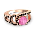 thumbnail image 3 of 2.50 Carat Round Cut Pink Sapphire & Black Onyx Gemstone Classic Women Ring for Women 18K Rose Gold Size 8.5 by Diamond-Capitals, 3 of 8
