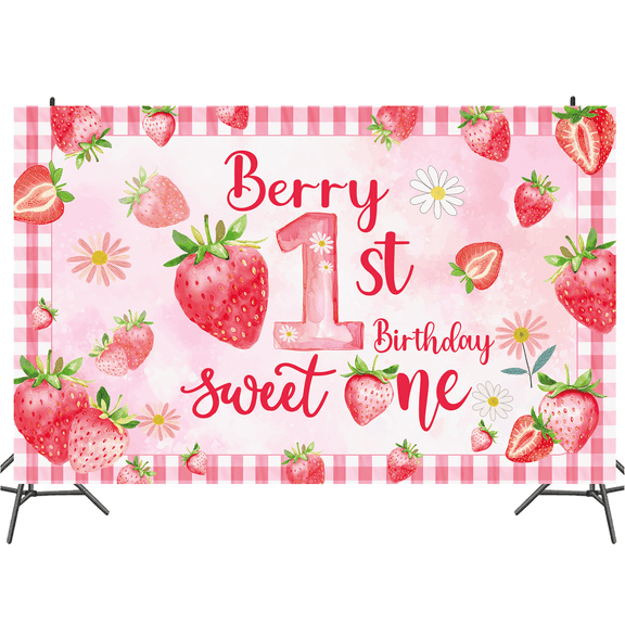 Strawberry birthday party backdrop
