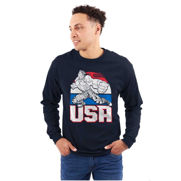 Street Fighter American Guile USA Men's Long Sleeve Tee T Shirt Brisco Brands S