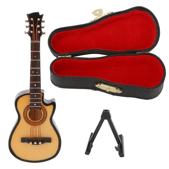 Guitarra eléctrica en miniatura de madera de tilo y metal, miniadornos de instrumentos musicales, guitarra recortada de 10 cm