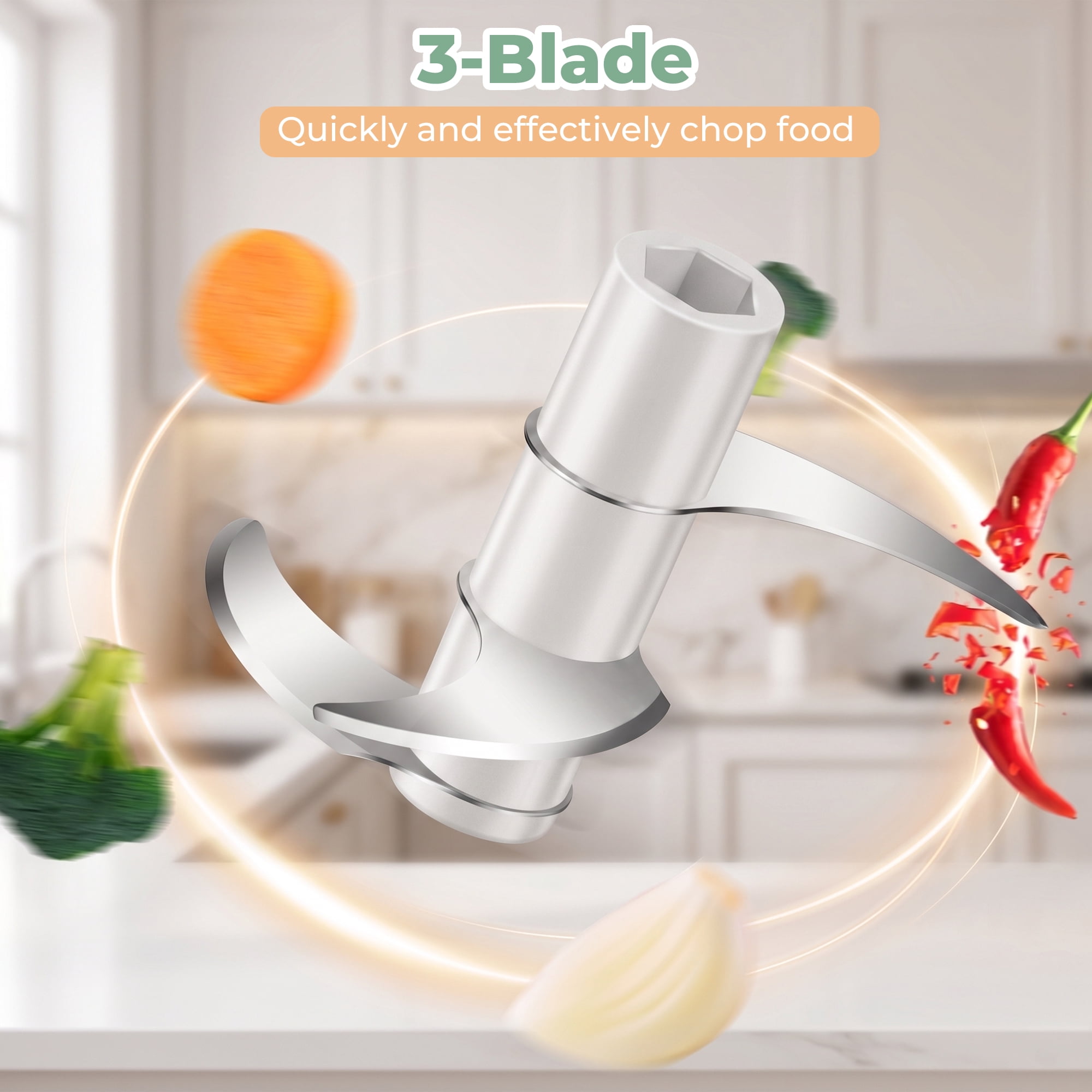 M Buder Electric Garlic Chopper ,250ml USB Charging Food Processor, Mini Vegetable Chopper for Ginger, Chili, Fruit, Meat , 304 Stainless Steel Blades