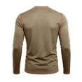thumbnail image 6 of VgaVtl Men Long Sleeve Tee Khaki Fall Winter Slim Crew Neck Going Out Solid Pullover Basic Casual Tops for Men, 6 of 8