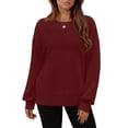 thumbnail image 4 of Duoif Fall Sweatshirts for Women, Women's Cute Crewneck Pullover - Oversized Fleece Winter Top Womens Sweatshirt Wine L, 4 of 8