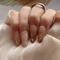 thumbnail image 1 of Medium Length Almond Press On Nail 24pcs Artificial Nail Full Cover Stick on Nail with 3D Metallic Effect for Women, 1 of 3