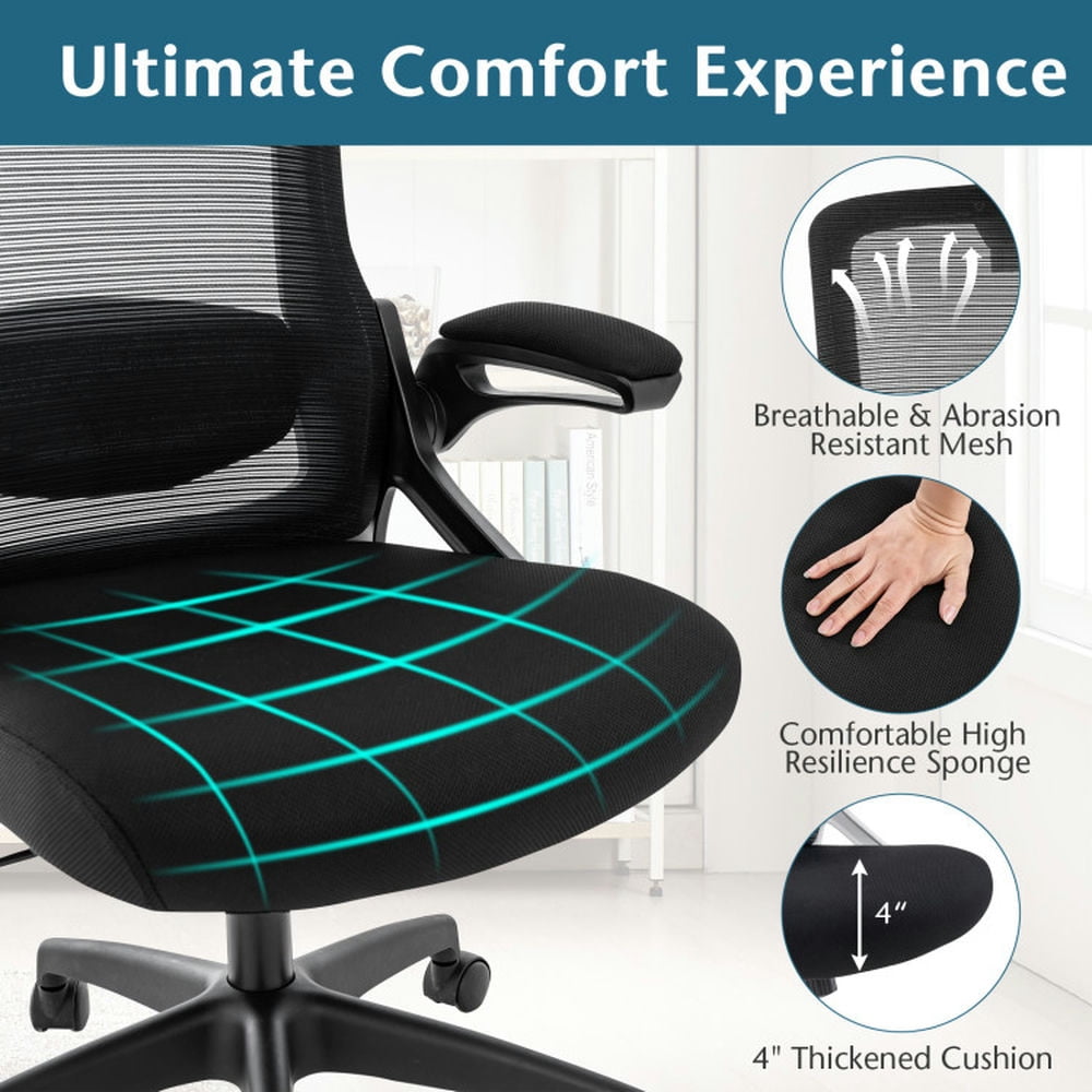 Demi Bonn Adjustable Swivel Task Chair Ergonomic Office Chair with Adjustable Lumbar Support, Rolling Work Computer Desk Chair, Black