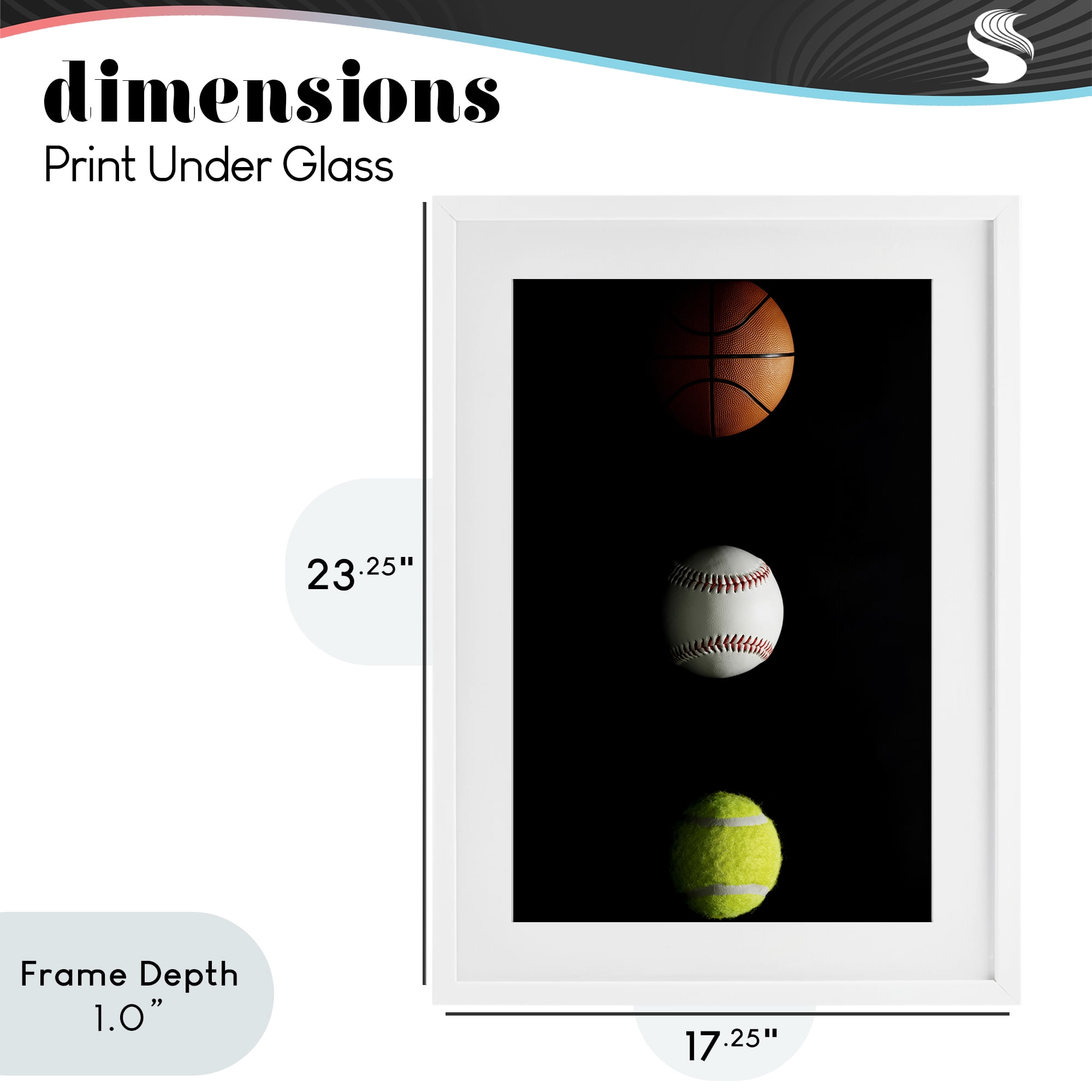 Stupell Industries Sports Balls Spotlight White Framed Print Under Glass, design by Jesse Keith