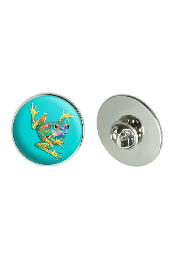 Big Tropical Rainbow Rainforest Tree Frog Metal 1.1" Tie Tack Hat Lapel Pin Pinback