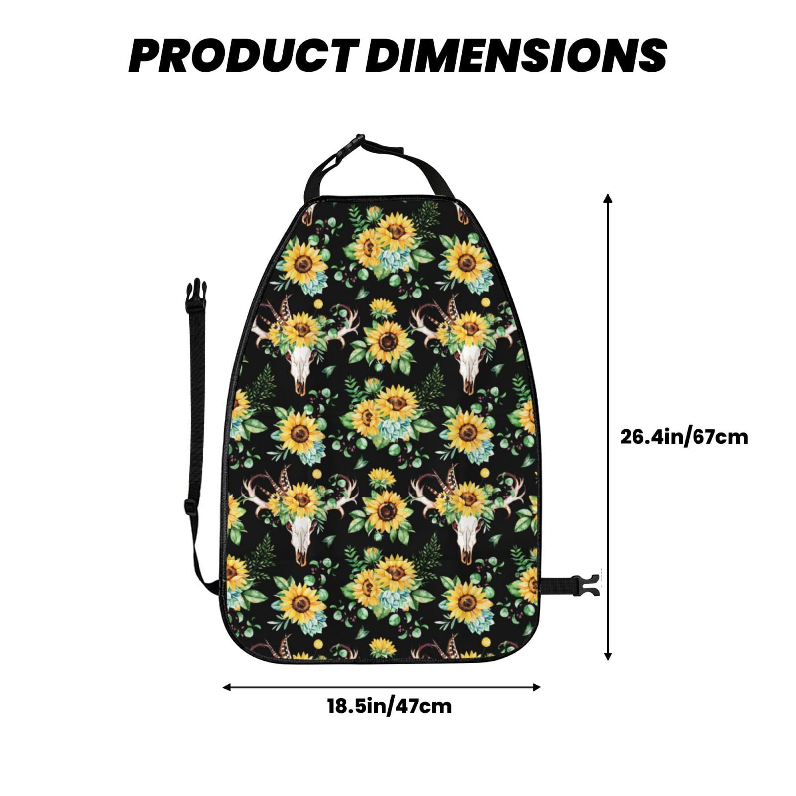 Xecao Sunflower Skull Boho Pattern Car Seat Back Protector 2 Pack Large Capacity Pocket, Kick Mats Back Seat Protector