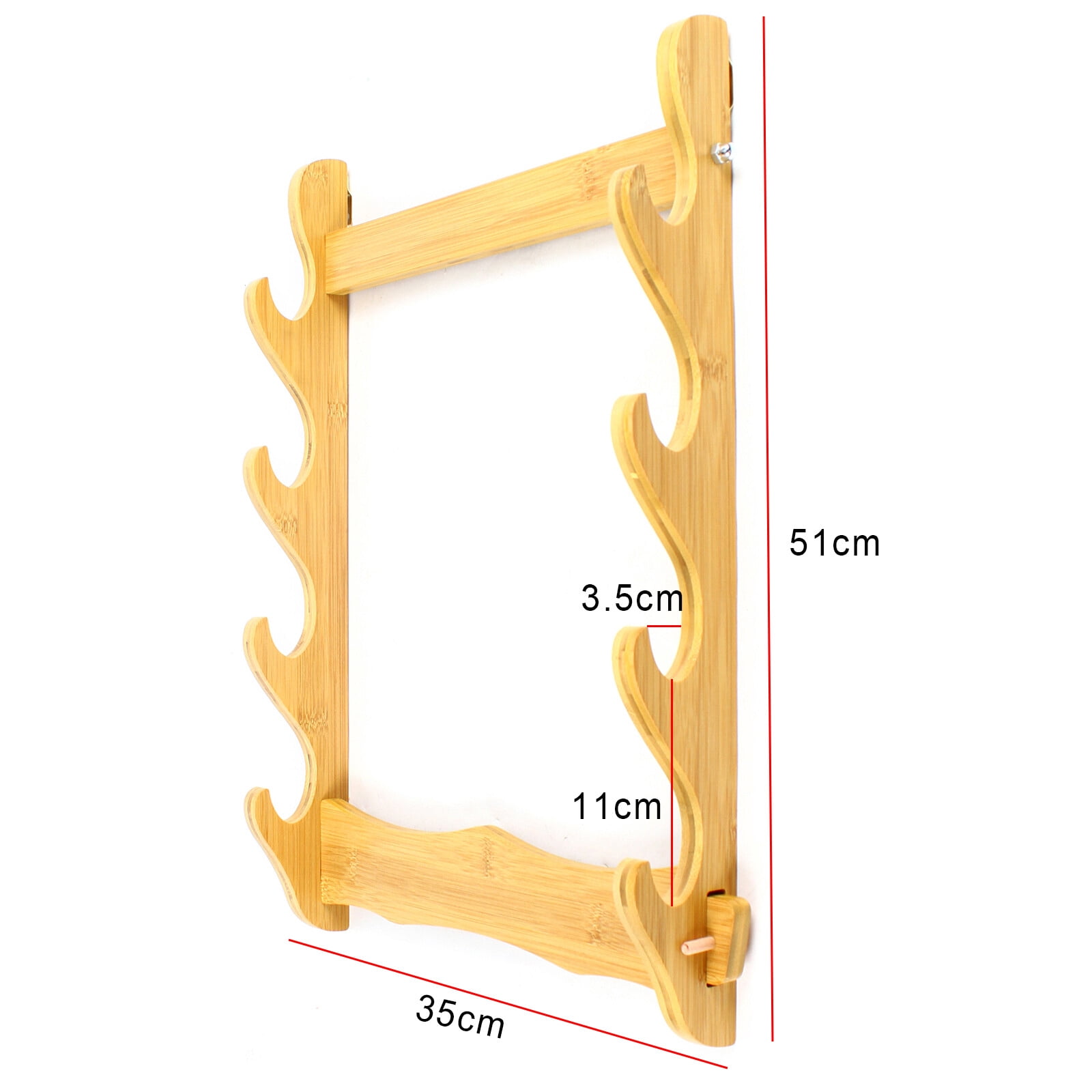 Wall Mounted Sword Storage Holder, 4 Tiers Wooden Display Stand for Katana, Flutes, Fishing Rods
