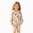 thumbnail image 5 of NOLDARES Kids Christmas Pajamas Print Tops with Pants Satin Sleepwear Christmas Pajamas for Kids Little Girls Cute Print Button Down Sleepwear Christmas Pajama Set(K017-White), 5 of 9