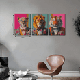 thumbnail image 3 of 3pcs Framed Funky Animals Canvas Art Wall Decor Pictures Trendy Tiger Lion Leopard Posters Prints Eclectic Aesthetic Room Decor for Apartment Dorm Decoration, 2D Flat, 3 of 5