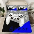 thumbnail image 2 of Manfei Gamer Gaming Lover Bed Sheets for Boys, Cartoon Game Console King Sheets, Black Blue Sheet Set, Luxury Bedroom Decor, 4 Pieces, 2 of 7