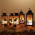thumbnail image 3 of Billuyoard Halloween Calavera Cuboide Linterna Cuadrada Vintage Exterior Interior Decorativo Efecto de llama Funciona con pilas Luz LED Almacenamiento y organización del hogar Billuyoard HA023203-00, 3 of 5