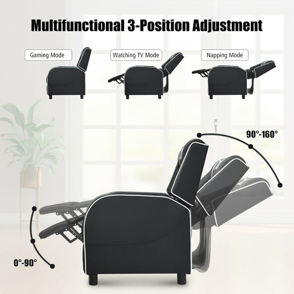 Finihen Massage Recliner Chair, Massage Racing Gaming Single Recliner Chair, for Gaming Room, Home Theater, White