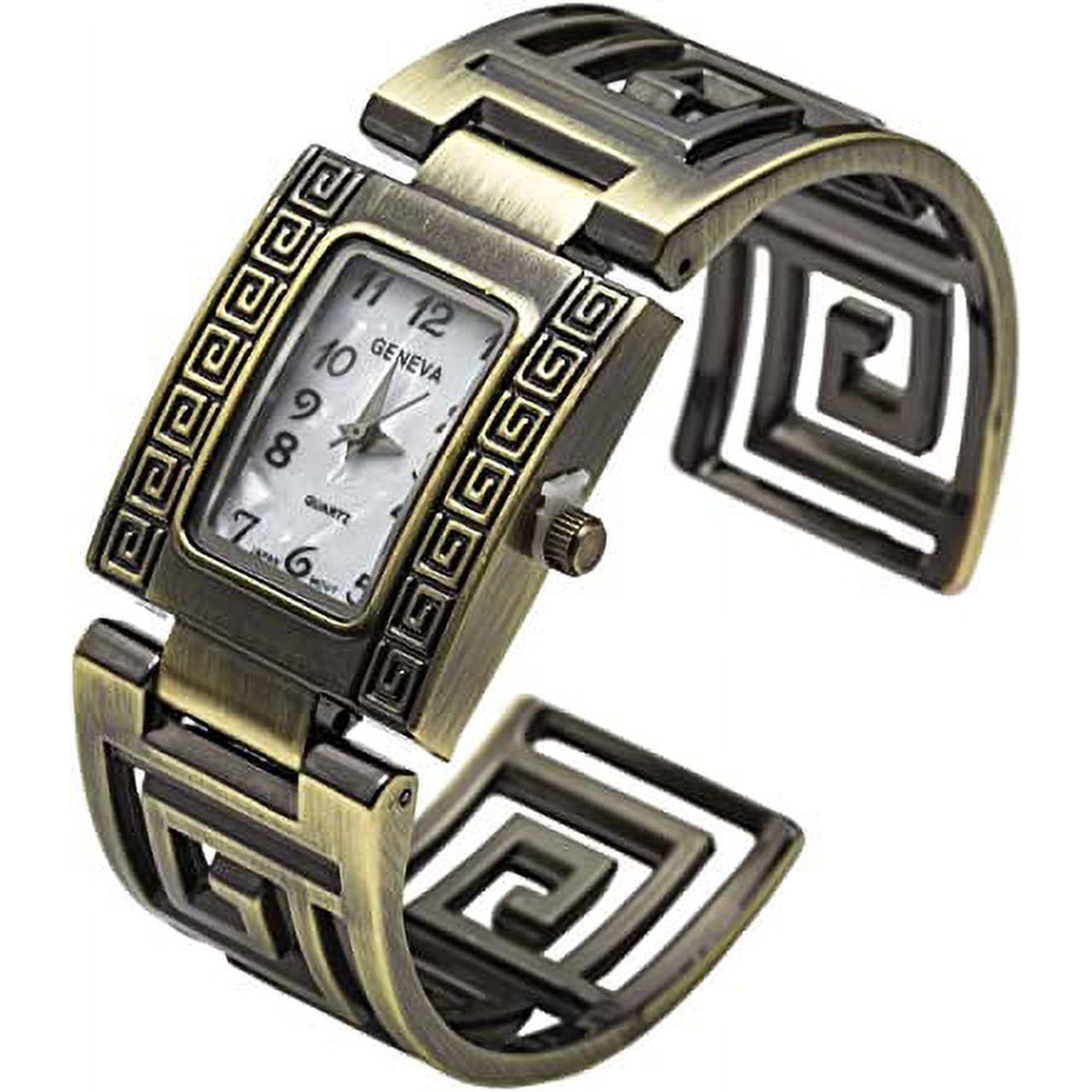 Blekon Collections Pewter Brushed Finish Designer Style Fashion Women's Bangle Cuff Watch