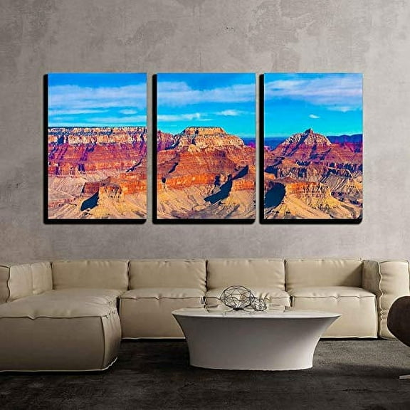 wall26 Canvas Print Wall Art Set Aerial View of Grand Canyon National Park Nature Wilderness Photography Realism Rustic Scenic Colorful Multicolor Ultra for Living Room, Bedroom, Office - 16"x24