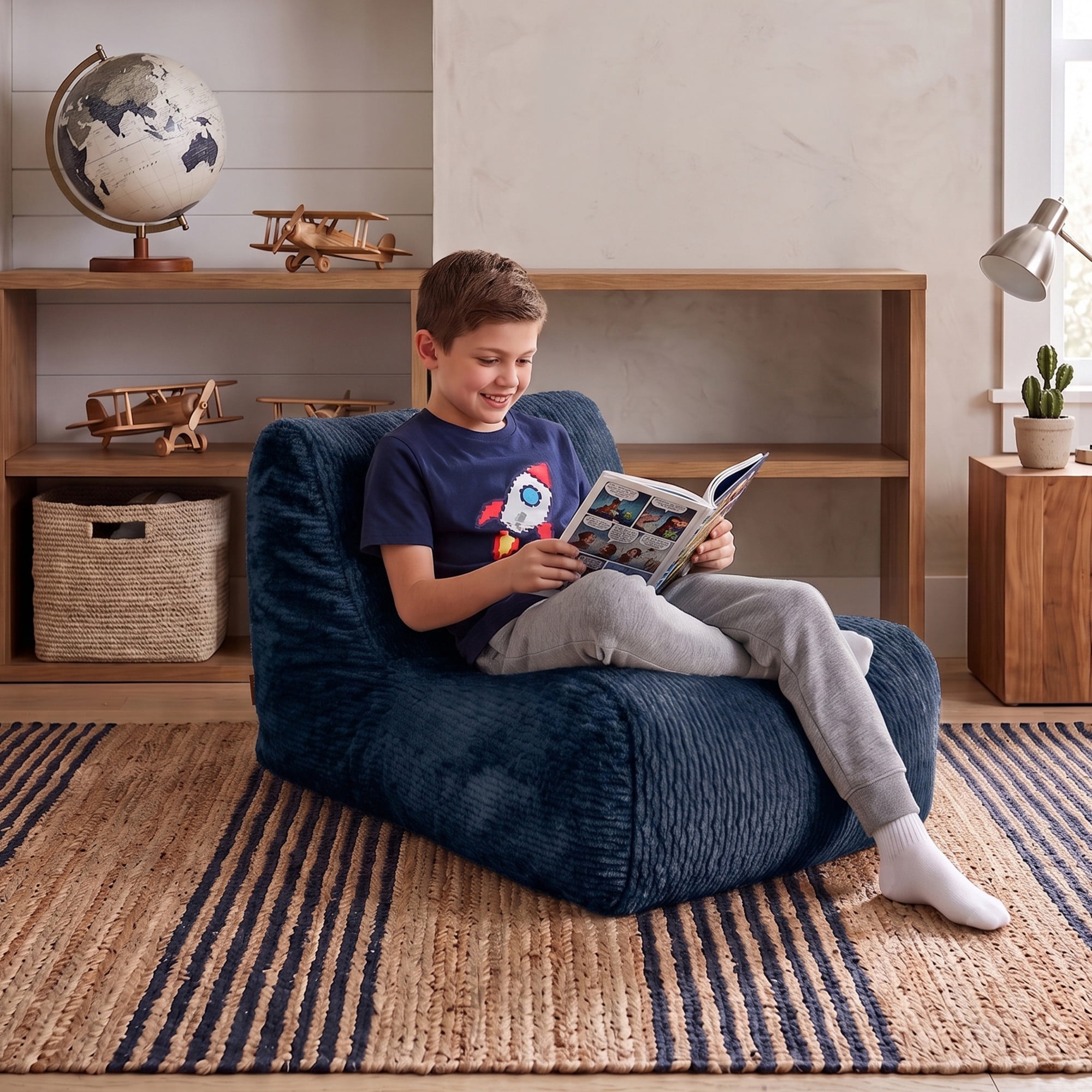 Big Joe Modora Kids Bean Bag Lounger, Starry Night Featherridge Fabric
