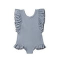 thumbnail image 4 of Toddler Kids Girl Ruffle Sleeve One-Piece Swimwear Backless Swimsuit Bathing Suit, 4 of 5