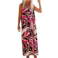 thumbnail image 2 of Fankiway Robe Longue Décontractée Sans Manches à Col Rond Imprimée pour Femmes, Grande Taille, 2 of 6