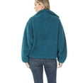 thumbnail image 4 of Women's Drawstring Hem Zipper Front Mock Neck Fleece Cotton Candy Sherpa Jacket with Pockets, 4 of 6