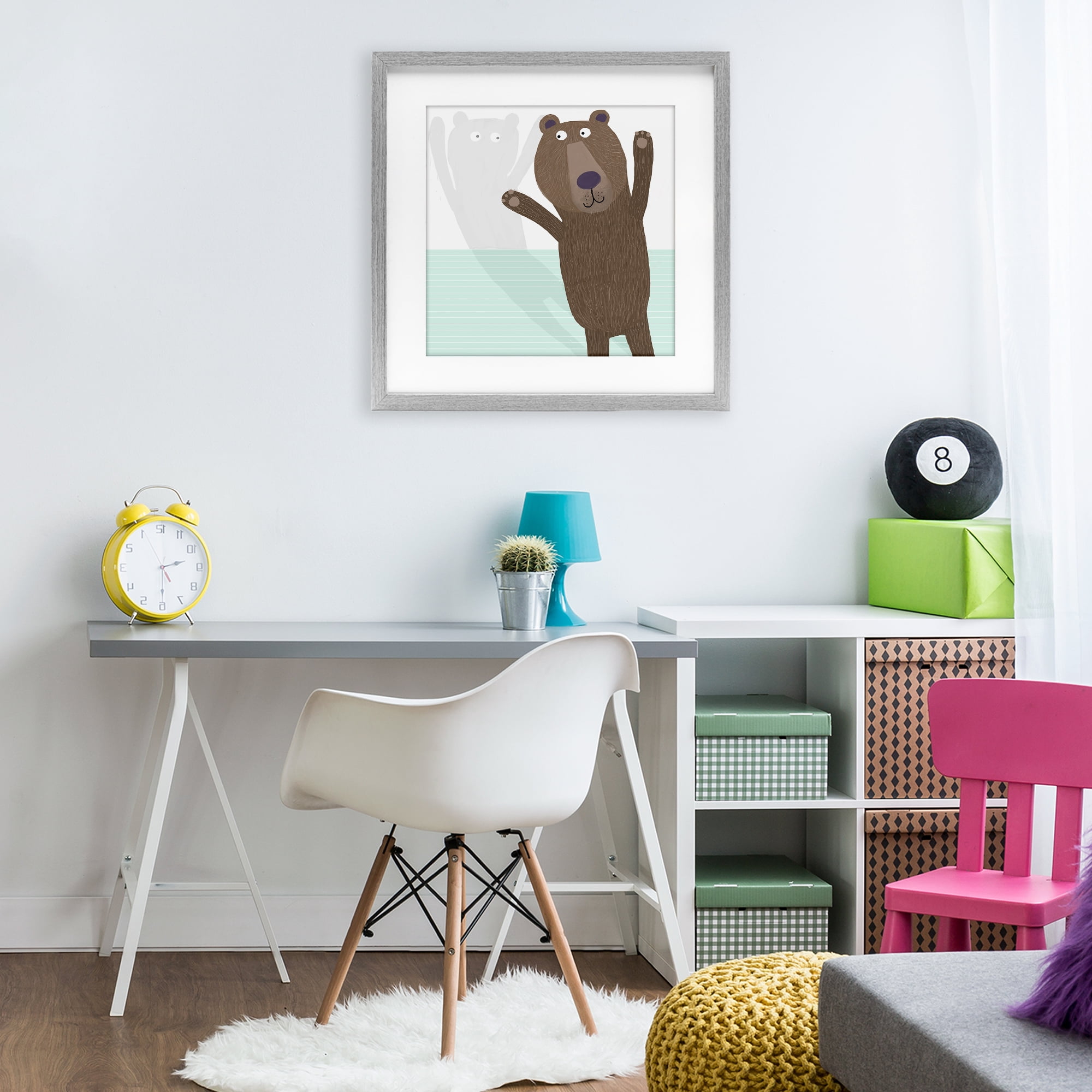 Stupell Industries Whimsical Bear Shadow Gray Framed Print Under Glass, design by Carla Daly