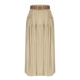 thumbnail image 5 of XINPING Midi Skirts for Women Plus Size Relaxed Fit Solid Color Lightweight Vacation Outfits Long Skirts for Women Boho Maxi Skirt with Pockets, 5 of 6