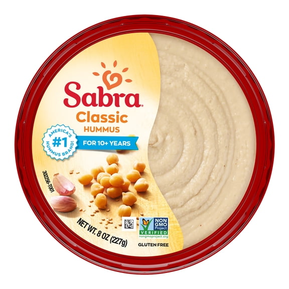 Sabra Classic Original Fresh Hummus Dip, Non-GMO, Gluten Free, Vegan Hummus Spread, 8oz Tub