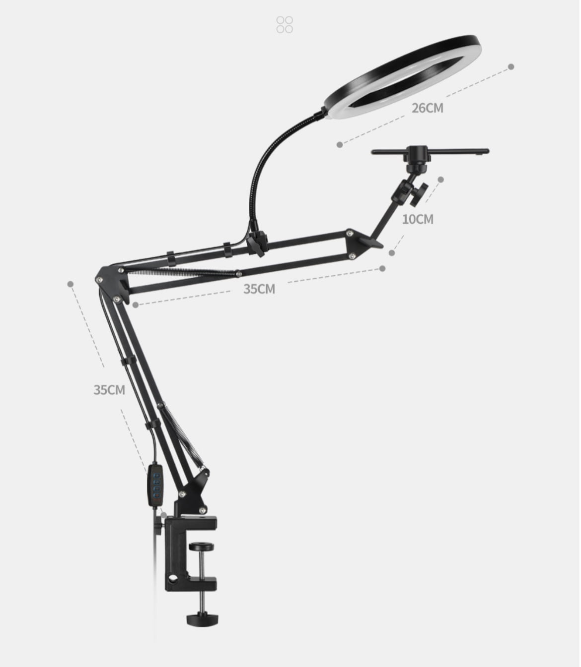 Upgrade Overhead Camera Phone Mount, 10" Desk Ring Light for Computer, Overhead Tripod Phone Mount for iPhone Live Streaming/Laptop Conference/Chat/Makeup/YouTube/Tiktok/Vlog
