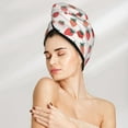 thumbnail image 2 of Yiaed Hand Drawn Strawberry Print Hair Cap with Button,Coral Fleece Hair Towel Wrap for Women Wet Hair,Quick Dry Turban for Wet Hair Long Thick Hair, 2 of 5