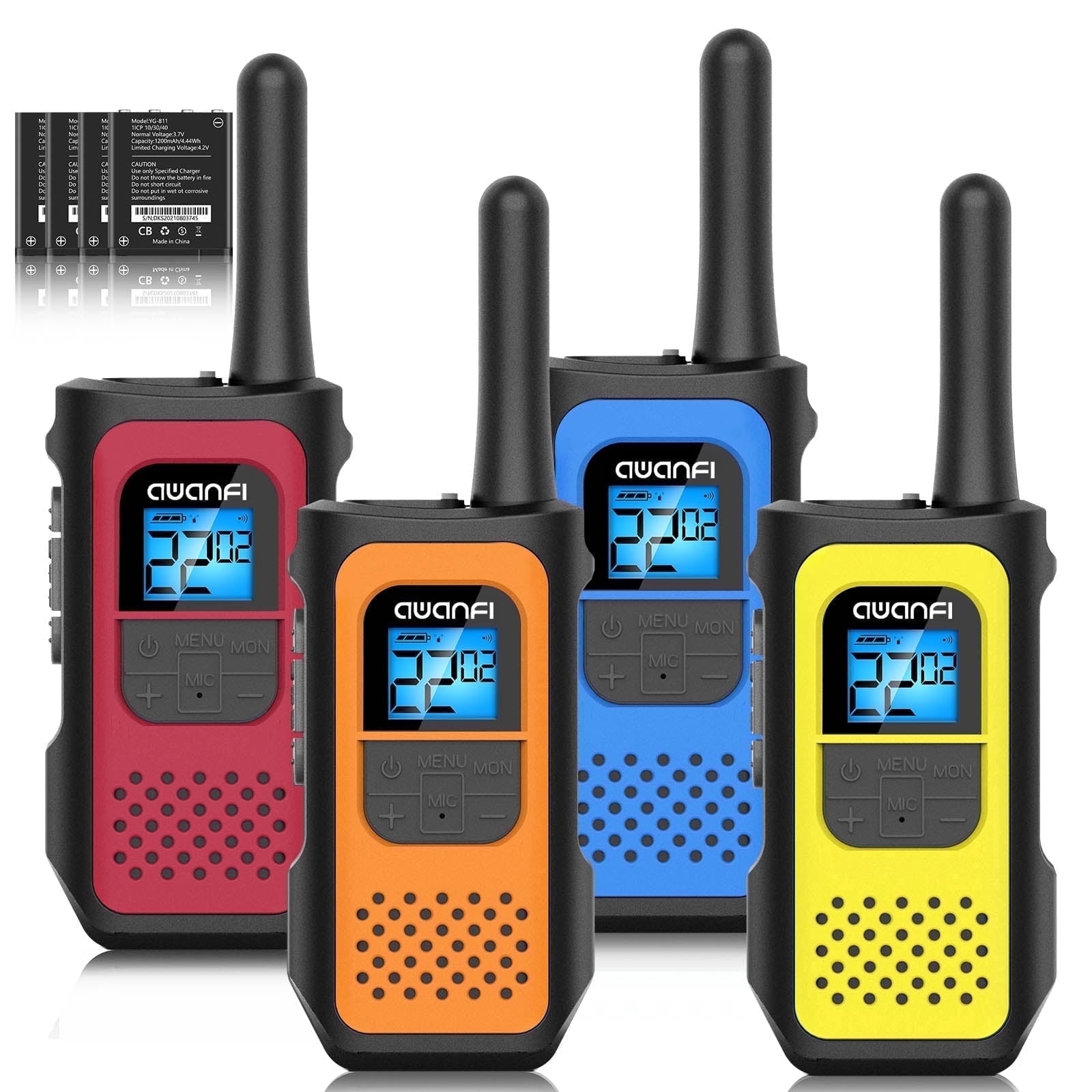 AWANFI Rechargeable Walkie Talkies, Long Range 22 Channel Two Way
