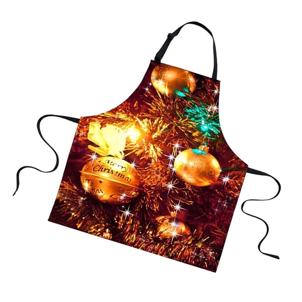 Delantal de cocina navideño con bolsillos y lazos Delantal de chef Cocina Campana pequeña Campanilla
