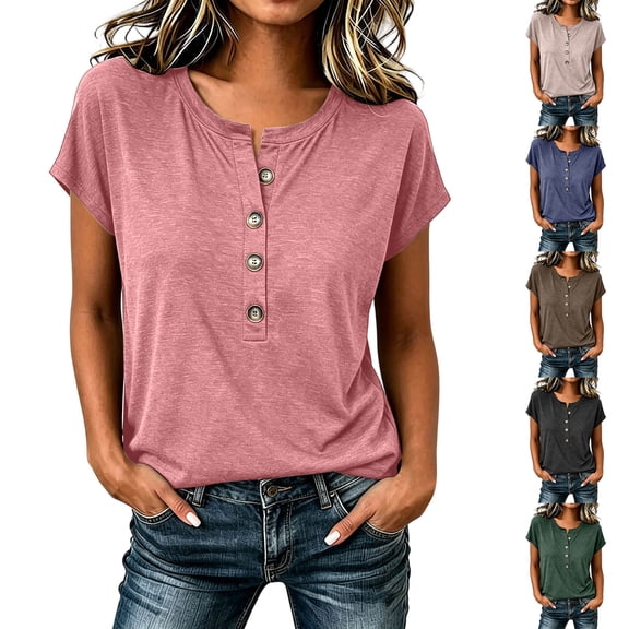 Dxzfnsa Button Down Shirt for Women Short Sleeve Blouses Dressy Casual Business Work Summer Vacation Tops Hawaii Shirts with Pockets S-3XL