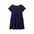 thumbnail image 5 of LIIPEE Girls Dresses Solid Color Short Sleeve Round Neck A-Line Sundress With Pockets Girl Classic Holiday School Party Dress,Navy,6-7 Years, 5 of 8