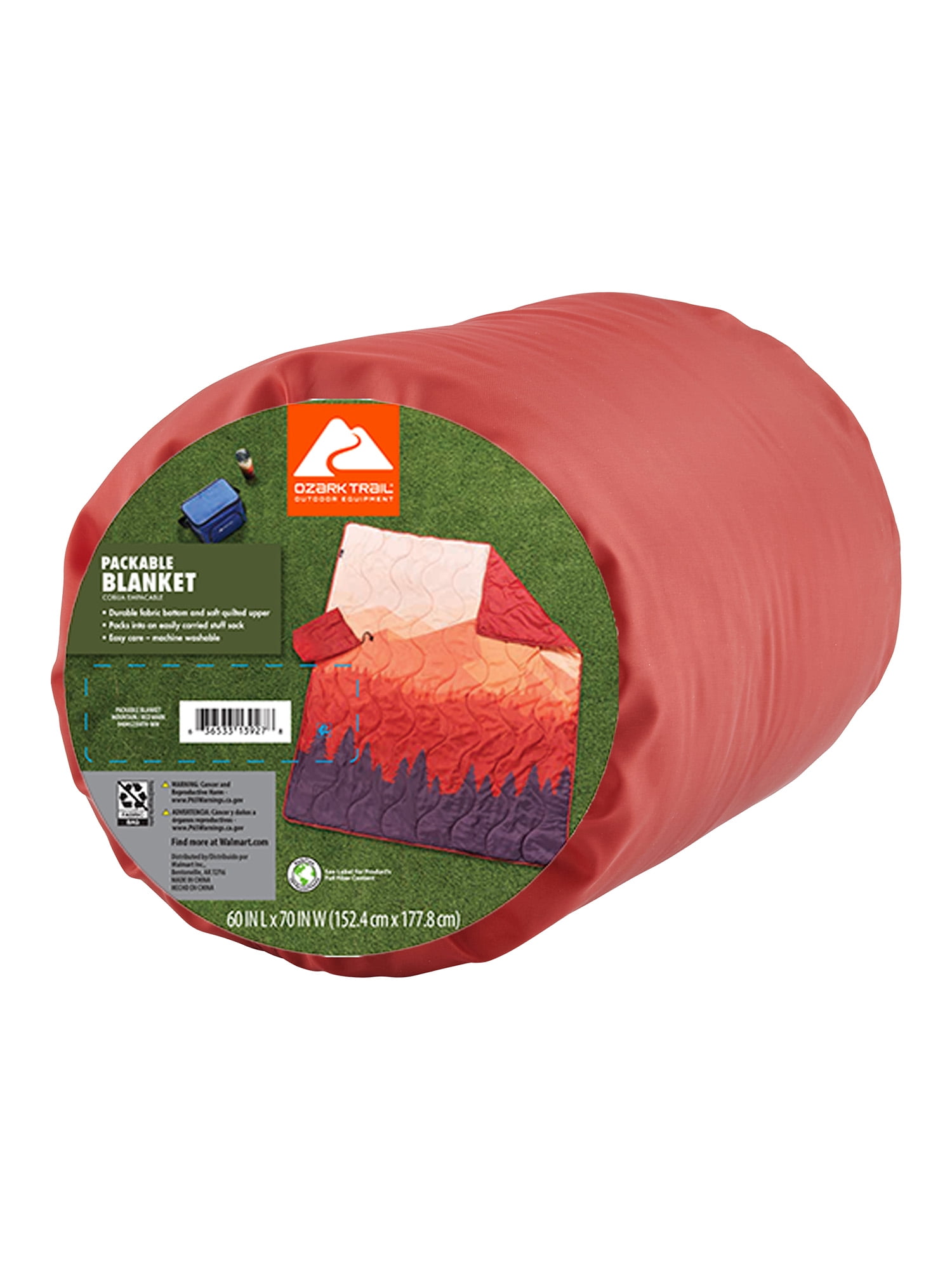 Ozark Trail Puffy Quilted Outdoor Camping Blanket, Red